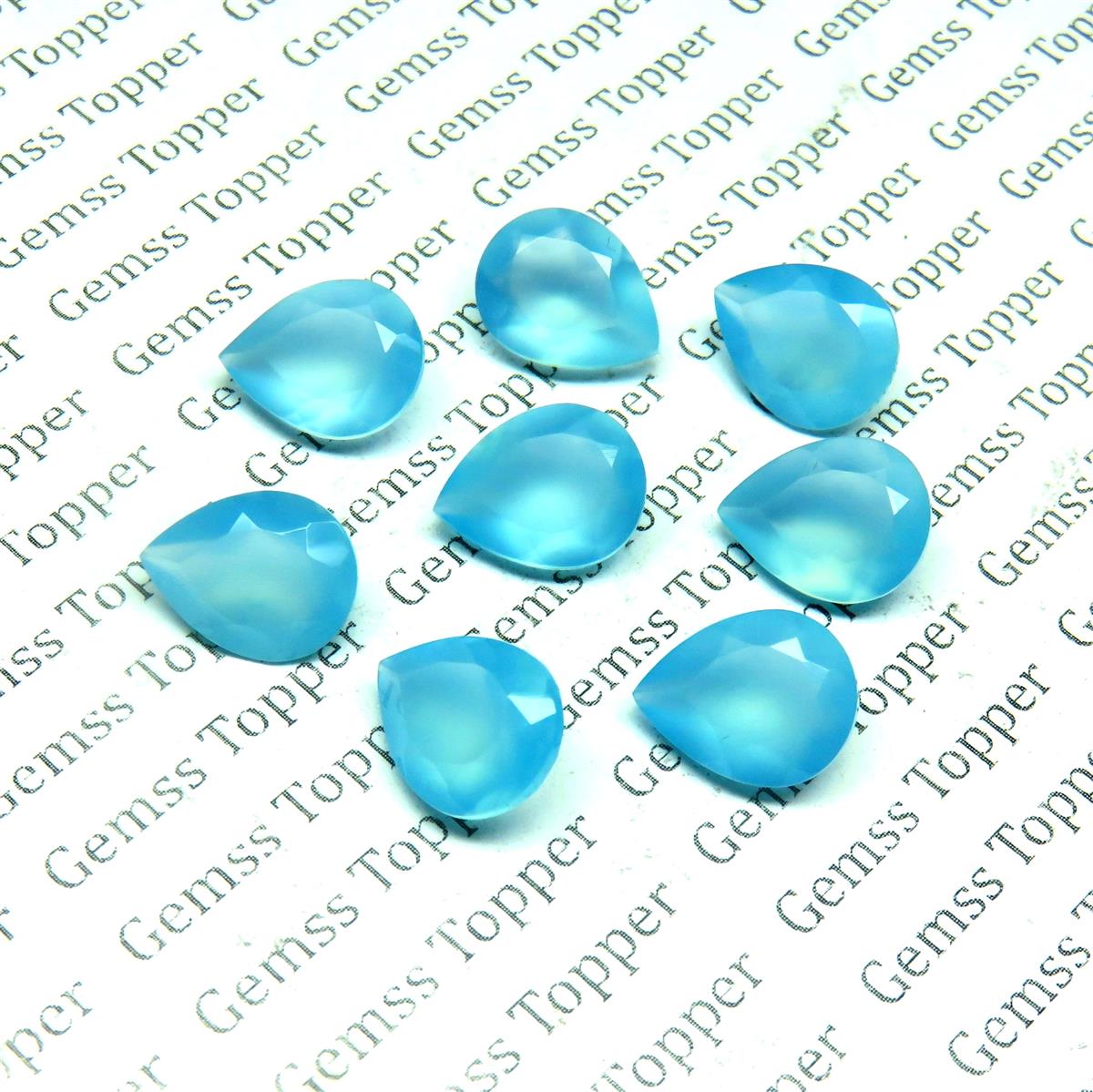 Blue Topaz  Chalcedony 9x12 mm Pear Faceted